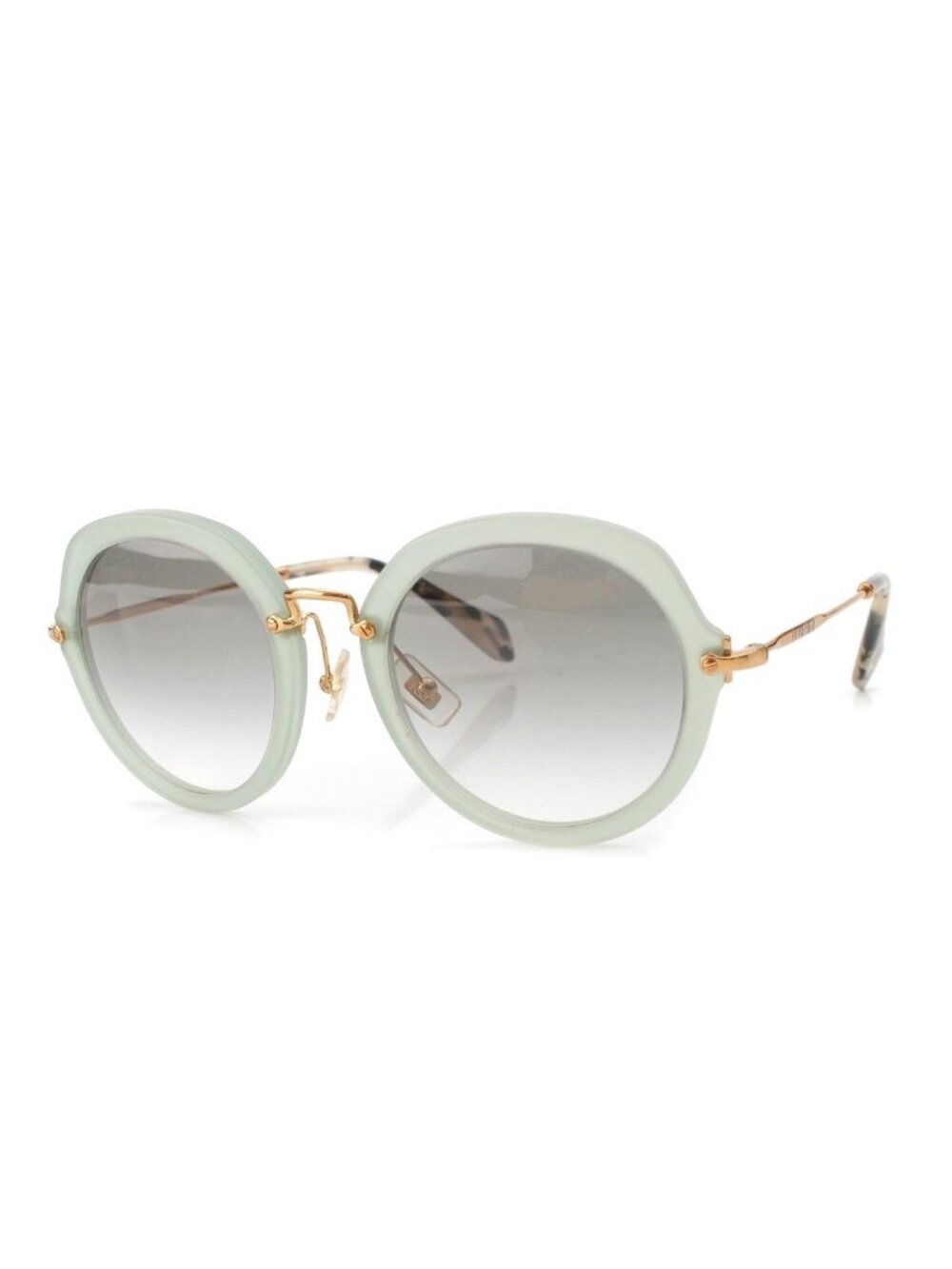 Miu Miu Metal Frame Color Lens Leopard Sunglasses Eyewear Gold Gray
